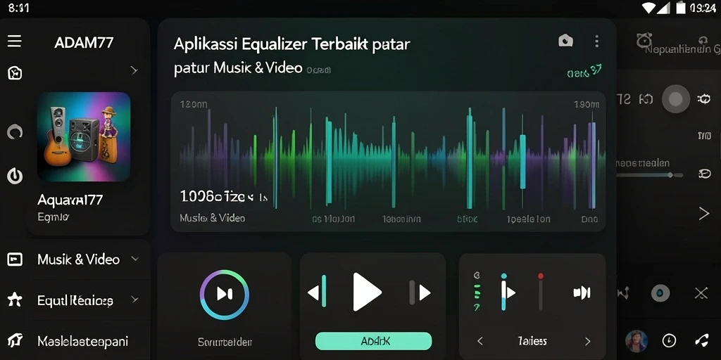 Antarmuka user-friendly ADAM77 untuk pengaturan Equalizer.