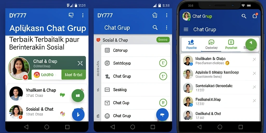 Antarmuka modern dan fungsional aplikasi Chat Grup DY777.