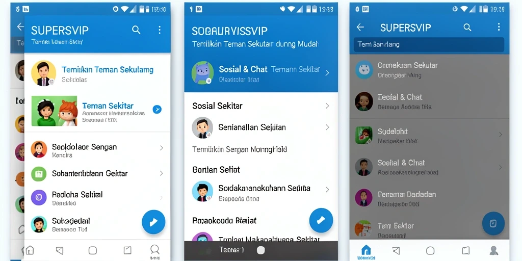 Tampilan antarmuka aplikasi SUPERSVIP dengan fitur pencarian teman.