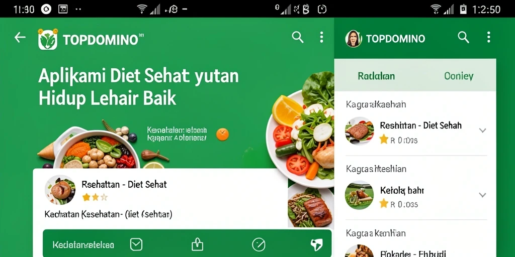 Antarmuka aplikasi TOPDOMINO yang intuitif dan menarik untuk diet sehat.