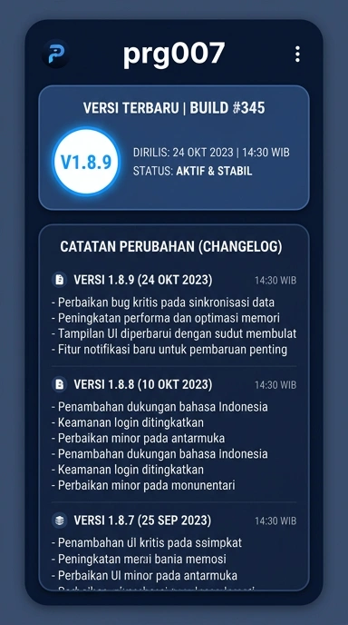 Riwayat versi prg007 untuk pengguna Android